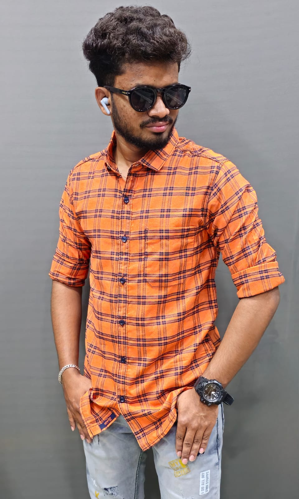 Cotton checked shirt