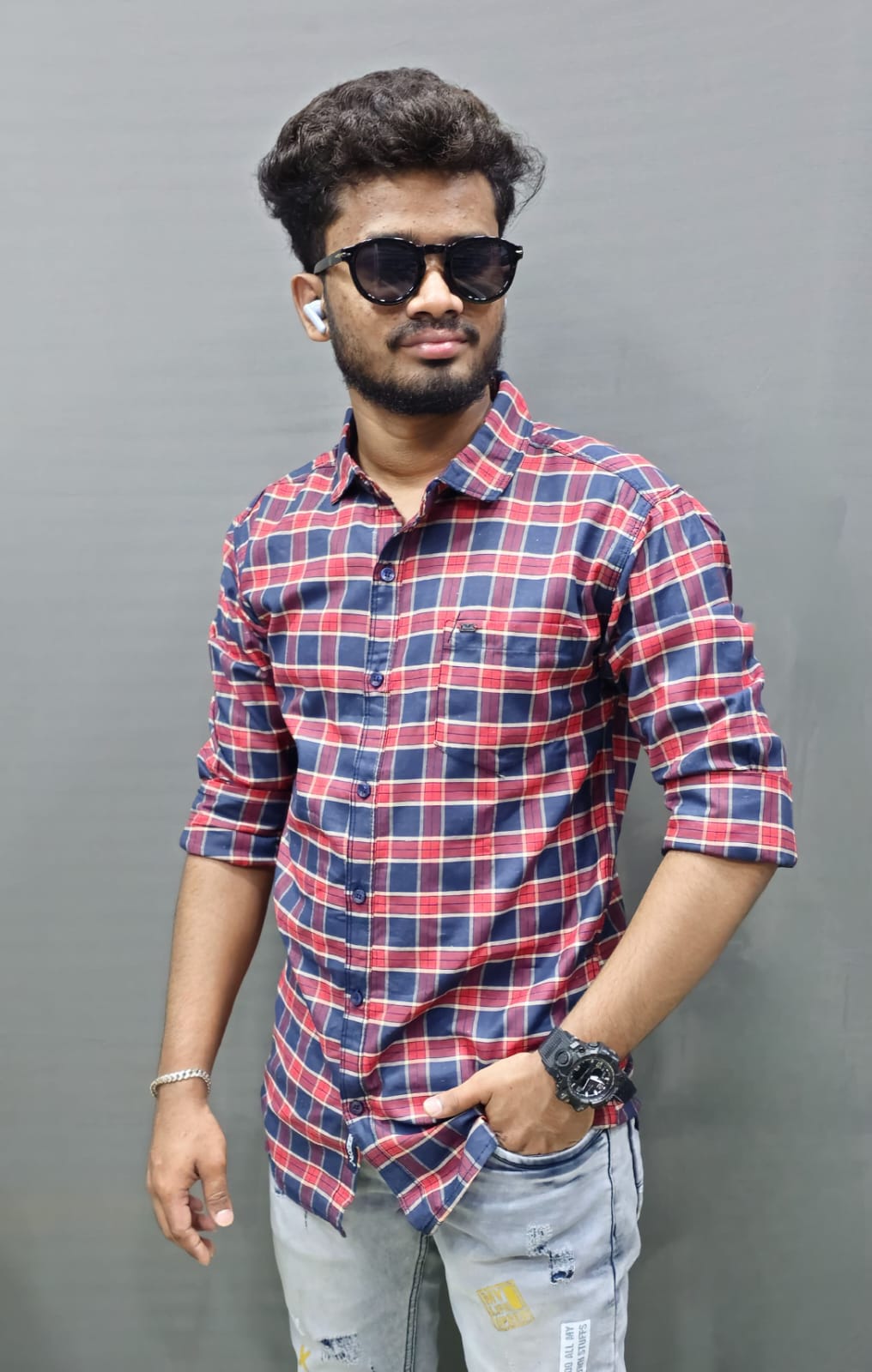 Cotton checked shirt