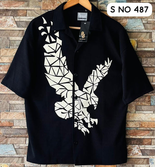 Down Shoulder Eagle printed Shirt