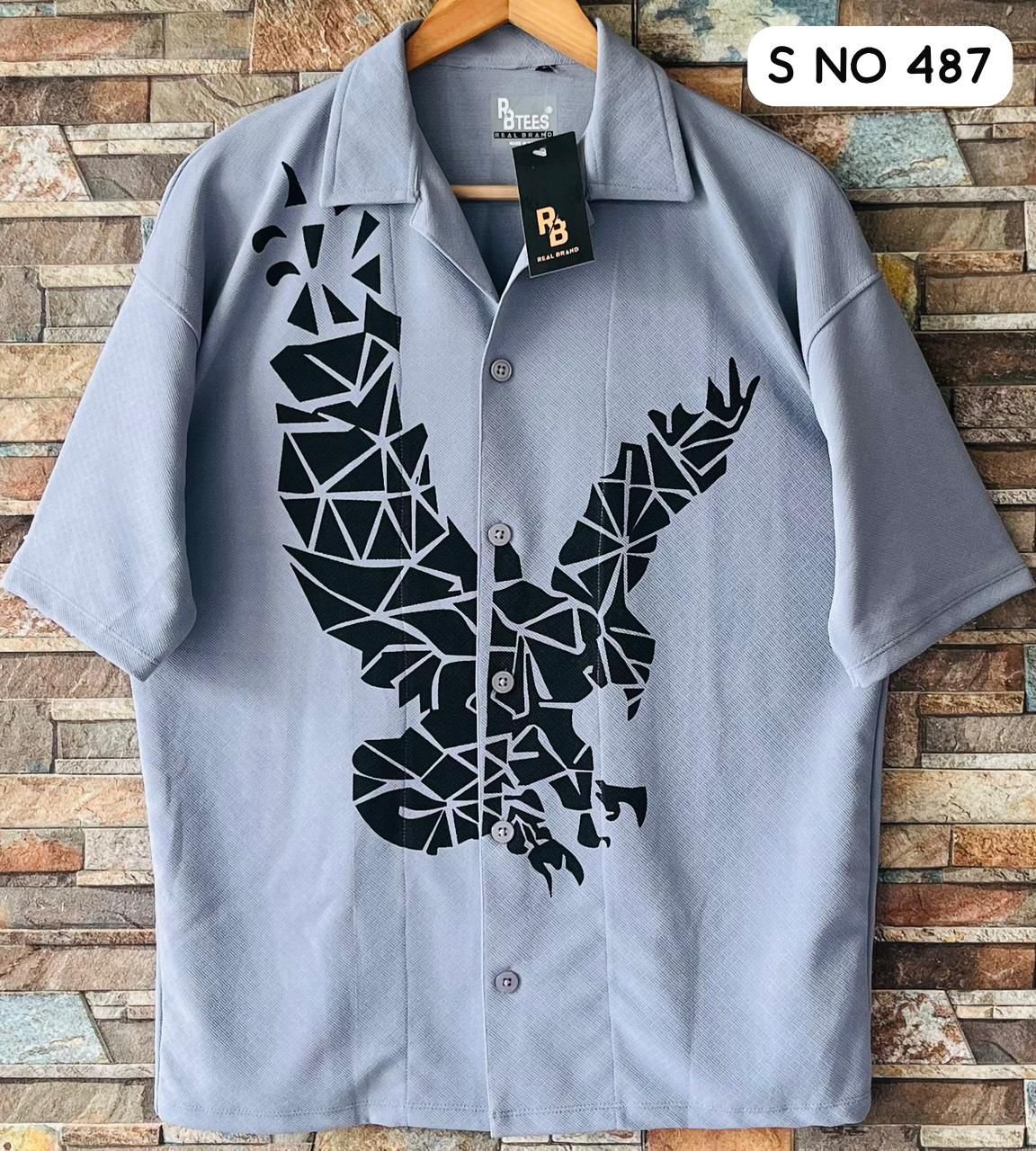 Down shoulder Eagle Printed Shirt