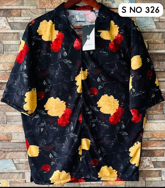 Downshoulder lycra printed Shirt...