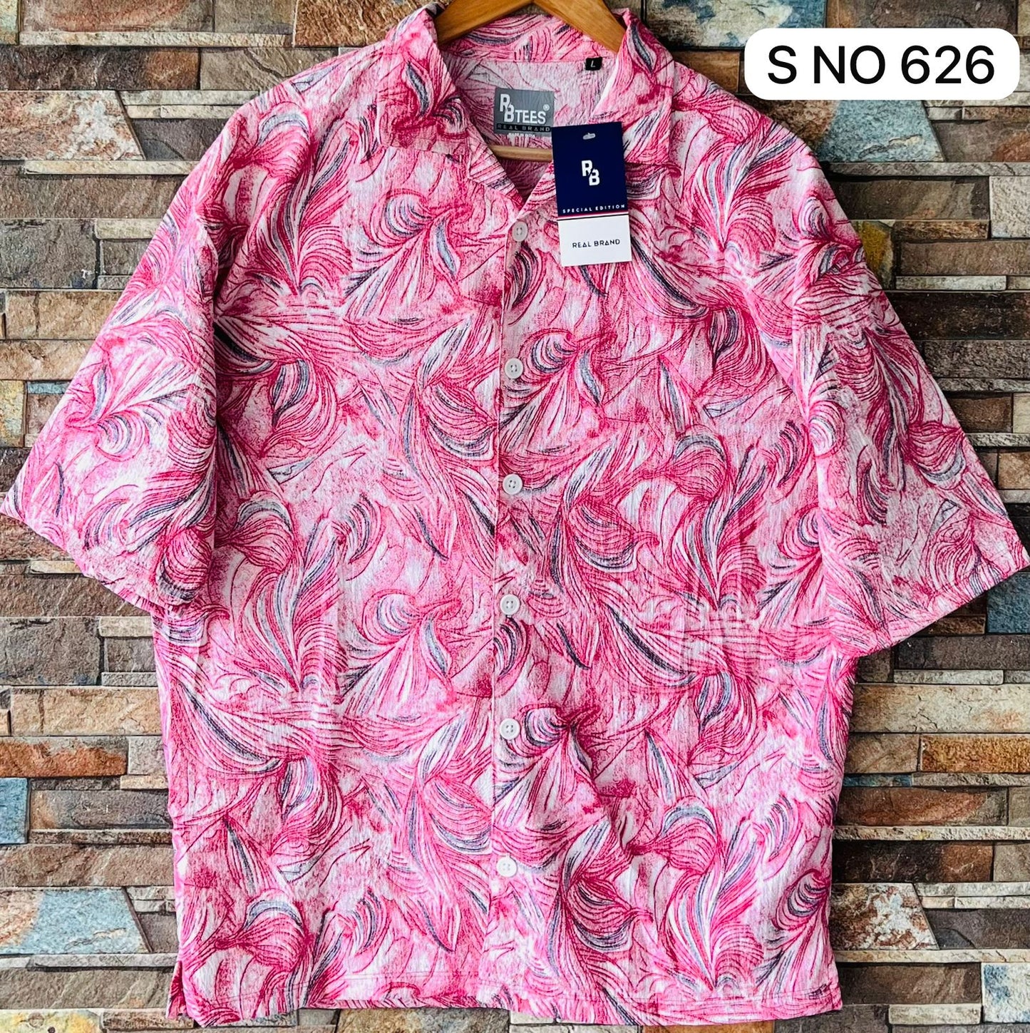 Down shoulder leaf printed shirt