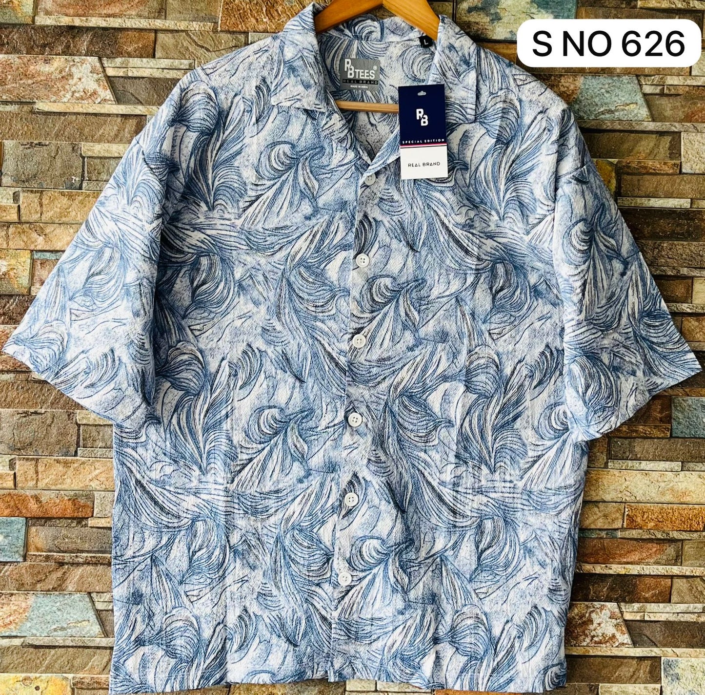 Down shoulder leaf printed shirt