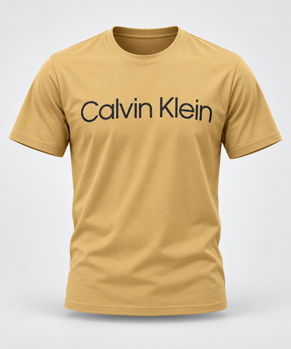 Graphic Round Neck T-Shirt - Sandal - 3D product front, without supplier labels or tags