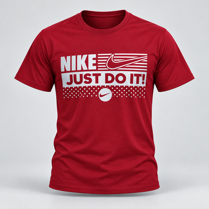 Graphic Round Neck T-Shirt - Maroon - 3D product front, without supplier labels or tags