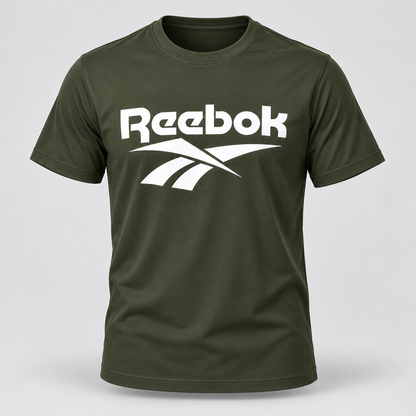 Graphic Round Neck T-Shirt - Olive Green - 3D product front, without supplier labels or tags