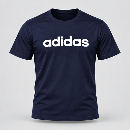 Graphic Round Neck T-Shirt - Navy Blue - 3D product front, without supplier labels or tags