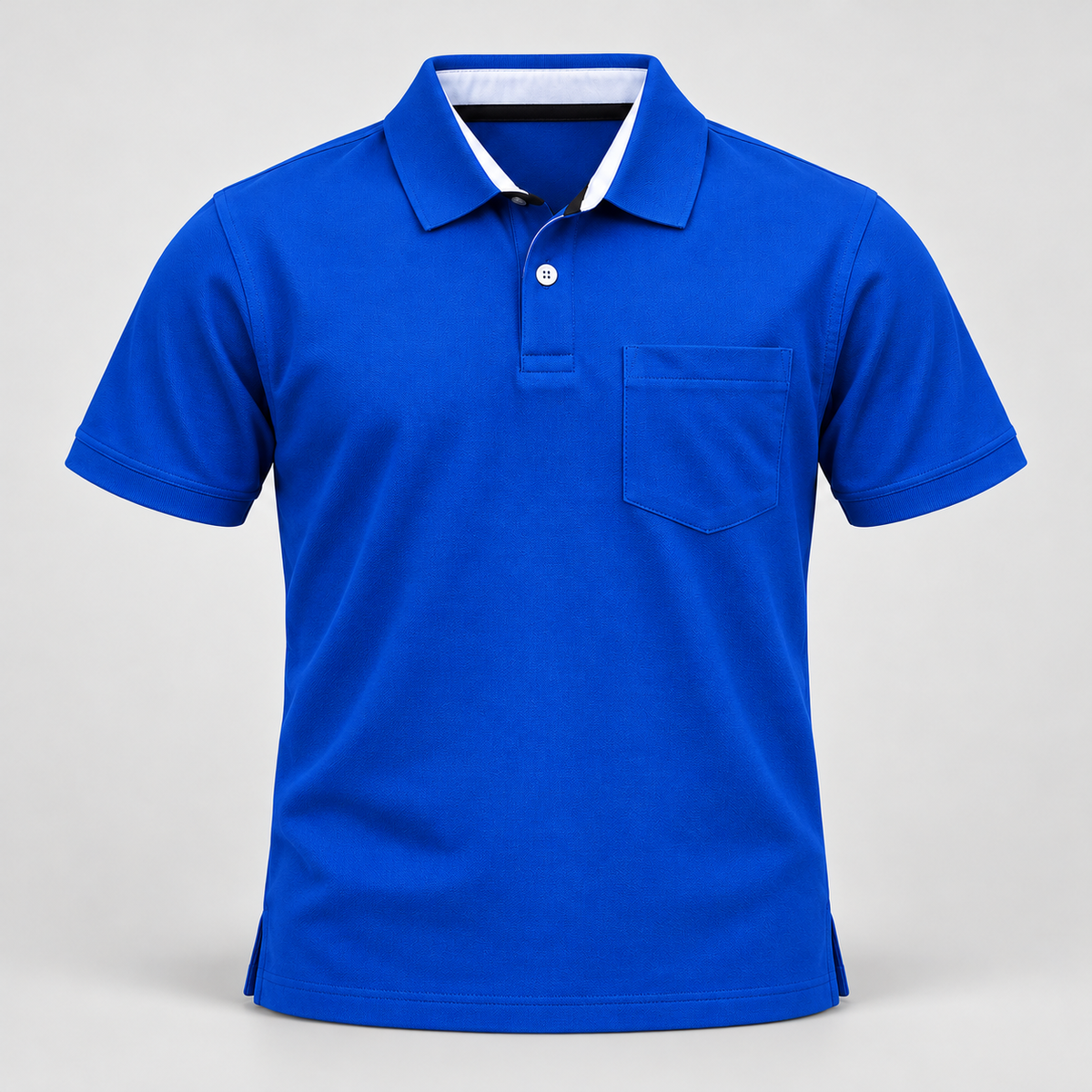 Contrast Collar Pocket Polo T-Shirt - Royal Blue - 3D product front, without supplier labels or tags
