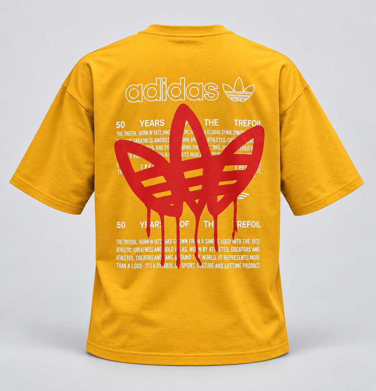 Front and Back Graphic Drop Shoulder T-Shirt - Yellow - 3D product back, without supplier labels or tags