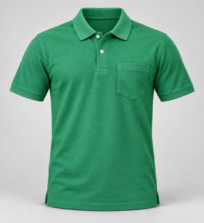 Pocket Polo T-Shirt - Green - 3D product front, without supplier labels or tags