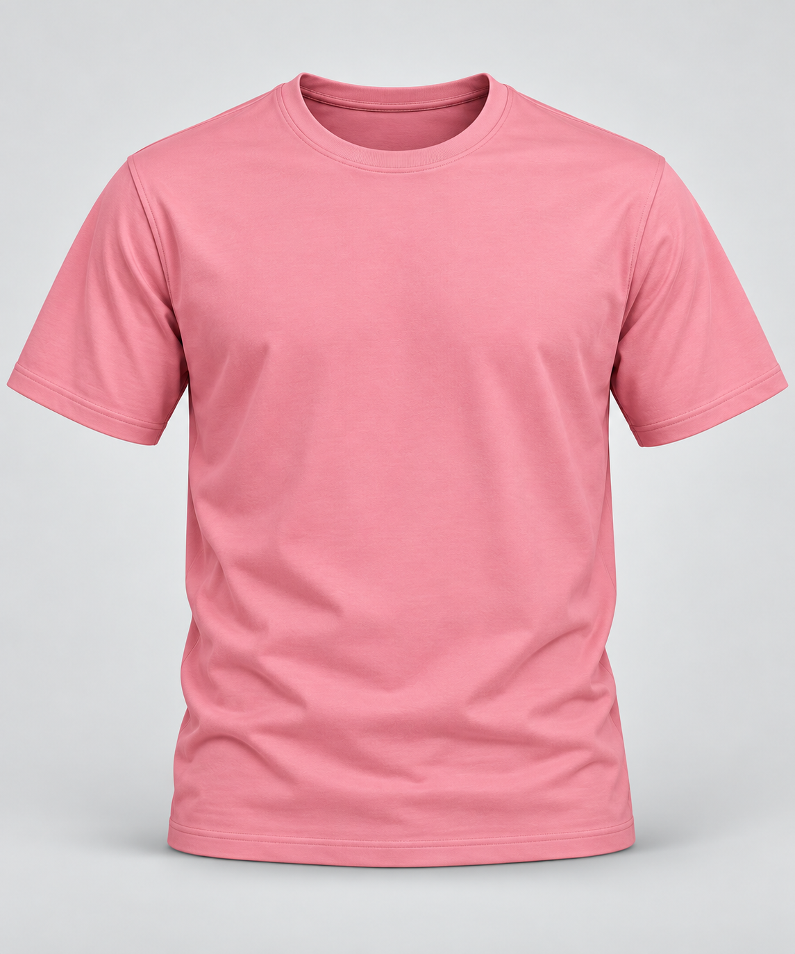 Plain Round Neck T-Shirt - Dusty Pink - 3D product front, without supplier labels or tags