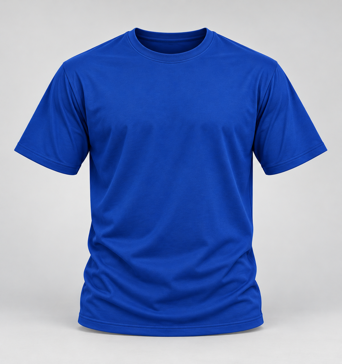 Plain Round Neck T-Shirt - Royal Blue - 3D product front, without supplier labels or tags