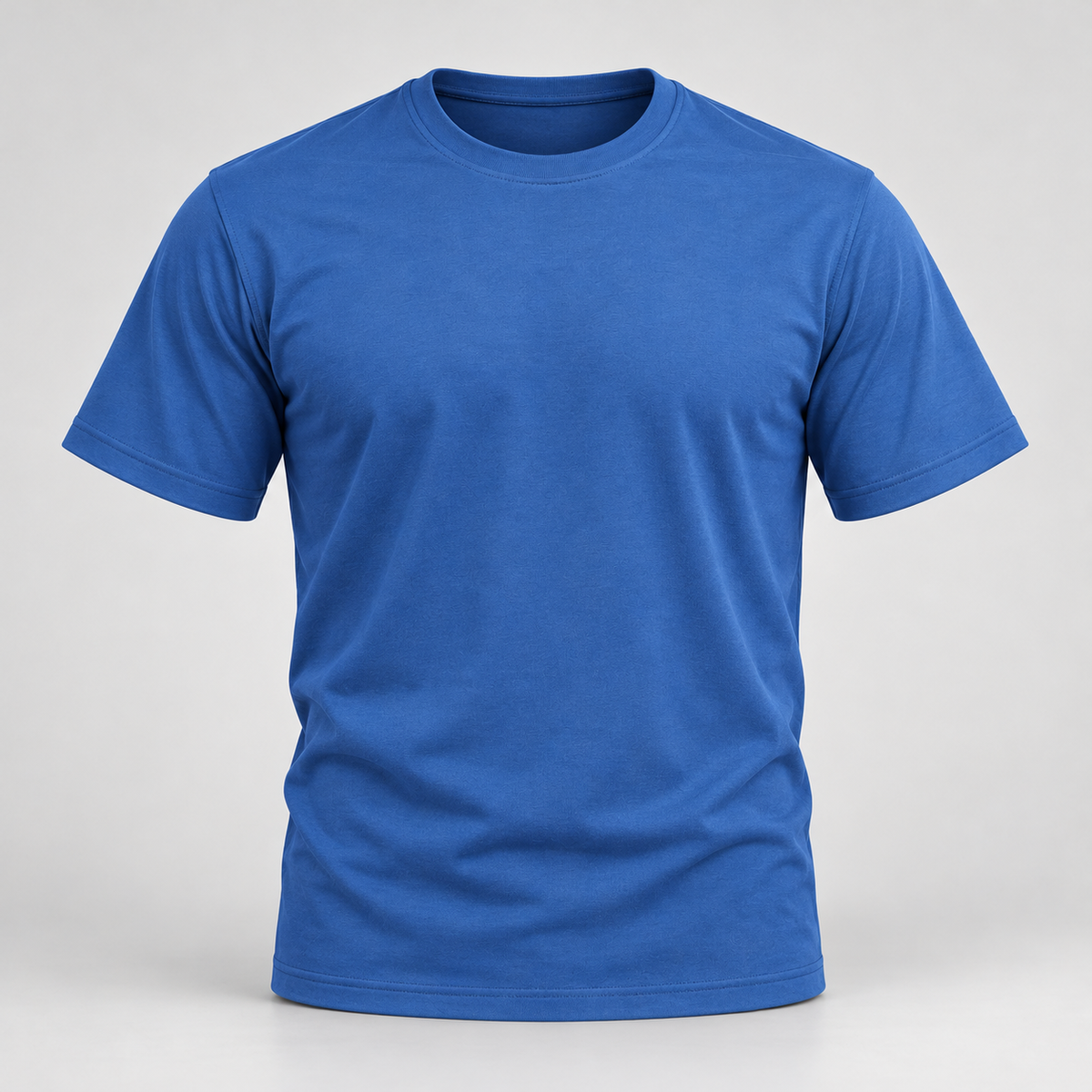 Plain Round Neck T-Shirt - Denim Blue - 3D product front, without supplier labels or tags