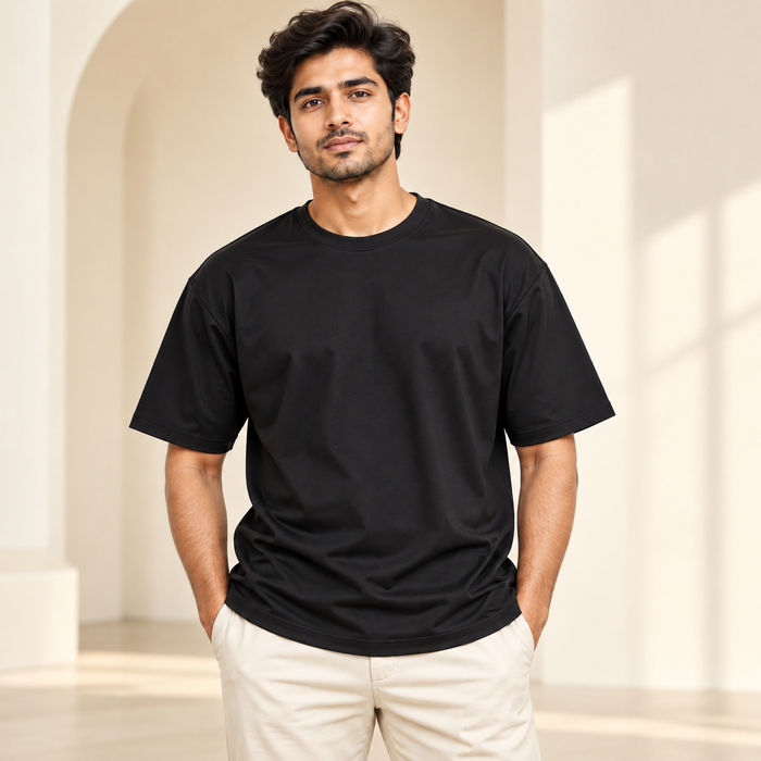 Plain Round Neck T-Shirt - Black