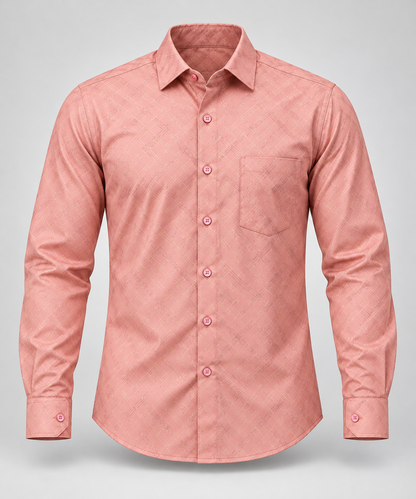Crosshatch Print Full Sleeve Shirt - Dusty Rose - 3D product front, without supplier labels or tags