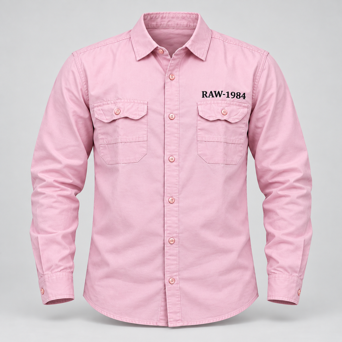 Double Pocket Full Sleeve Shirt - Pink - 3D product front, without supplier labels or tags