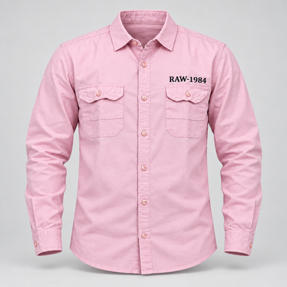 Double Pocket Full Sleeve Shirt - Pink - 3D product front, without supplier labels or tags