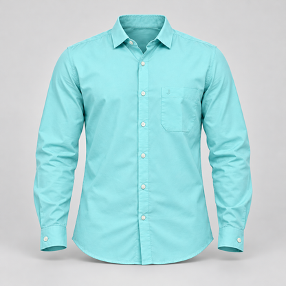 Plain Full Sleeve Pocket Shirt - Mint Blue - 3D product front, without supplier labels or tags