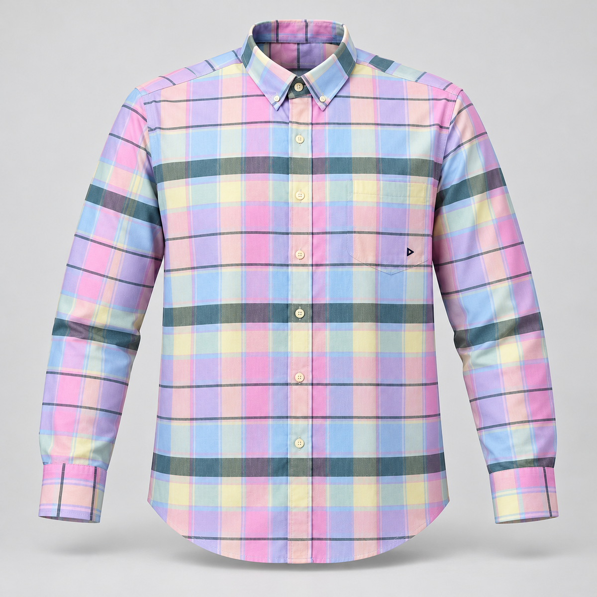 Pastel Check Full Sleeve Pocket Shirt - Multicolour - 3D product front, without supplier labels or tags