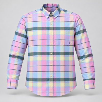 Pastel Check Full Sleeve Pocket Shirt - Multicolour - 3D product front, without supplier labels or tags