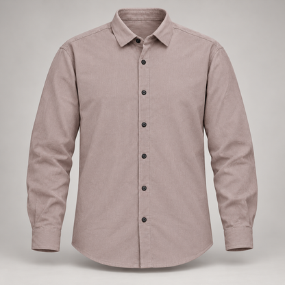 Vertical Texture Full Sleeve Shirt - Dusty Taupe - clean dimensional product front, without hangtags