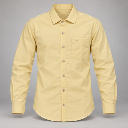 Cream yellow wing pocket full sleeve shirt - clean dimensional product front