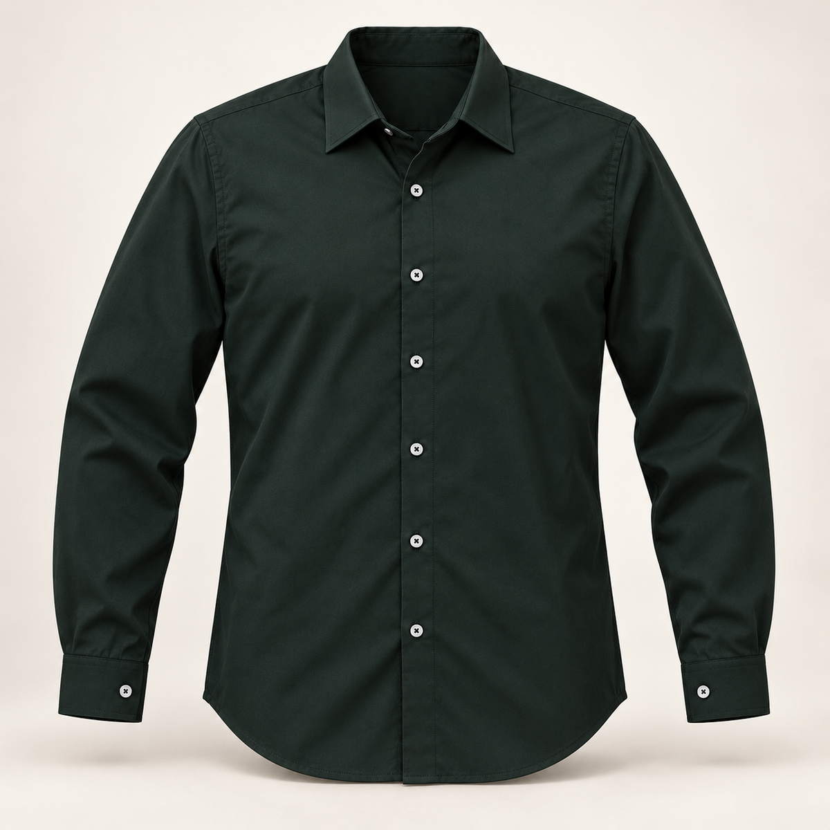 Plain Full Sleeve Shirt - Dark Green - clean dimensional product front, without hangtags
