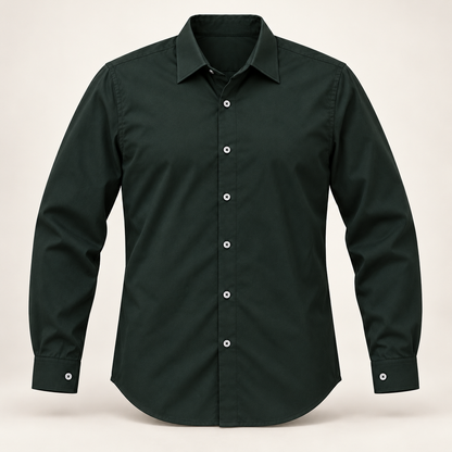Plain Full Sleeve Shirt - Dark Green - clean dimensional product front, without hangtags