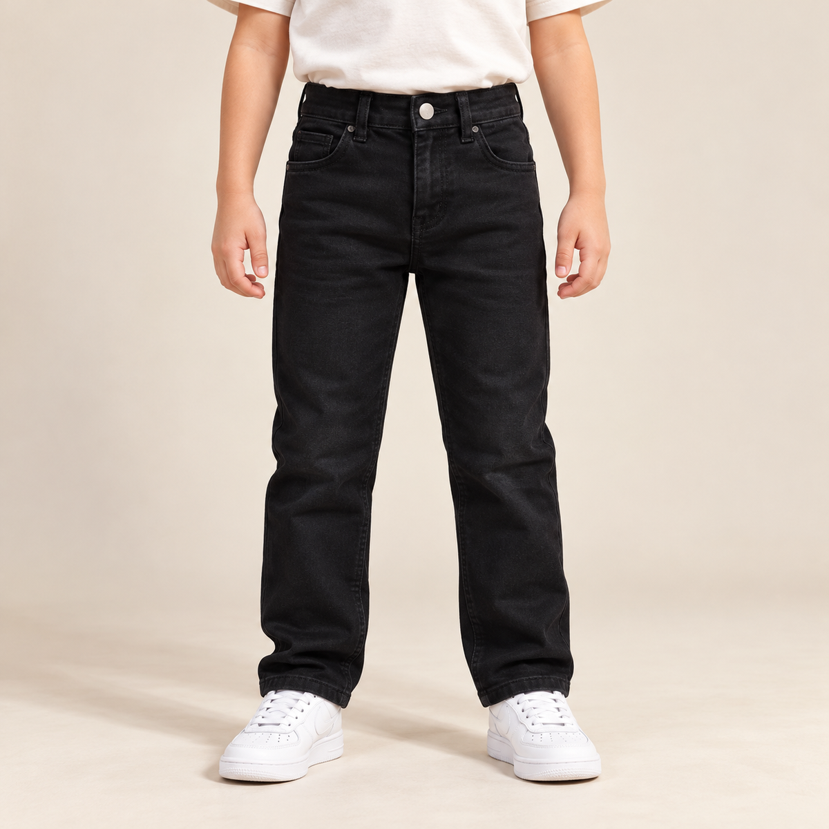 Black Normal Fit Jeans — model wearing the jeans