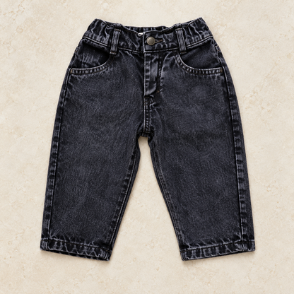 Charcoal Washed Mom Fit Jeans — product-only front view