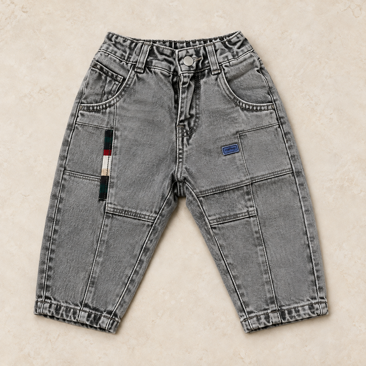 Light Grey Detail Mom Fit Jeans — product-only front view