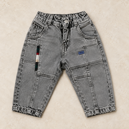 Light Grey Detail Mom Fit Jeans — product-only front view