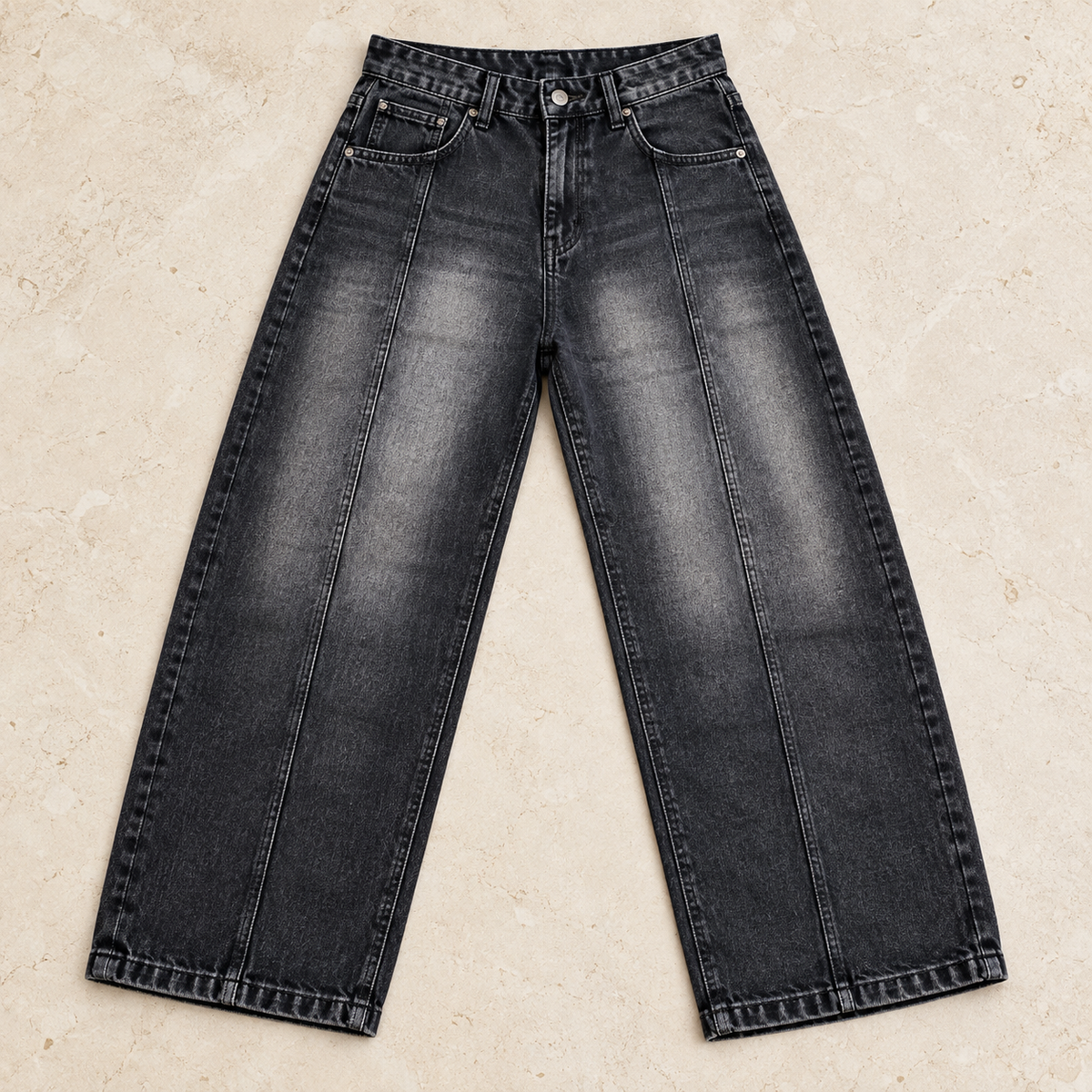 Charcoal Panel Baggy Jeans — product-only front view