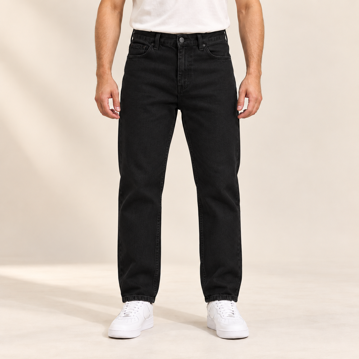 Black Mom Fit Jeans — model wearing the jeans