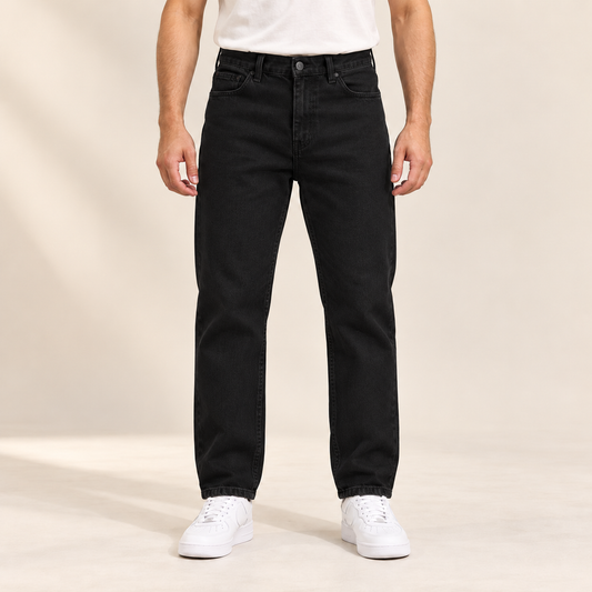 Black Mom Fit Jeans — model wearing the jeans