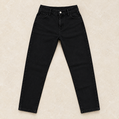 Black Mom Fit Jeans — product-only front view