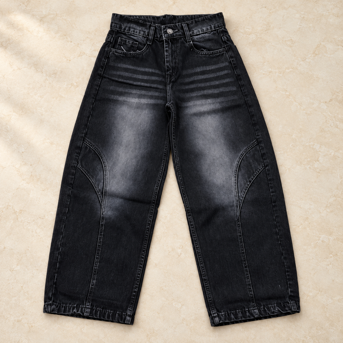 Charcoal Washed Panel Jeans — product-only front view
