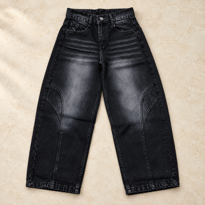 Charcoal Washed Panel Jeans — product-only front view