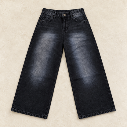 Black Washed Baggy Jeans — product-only front view