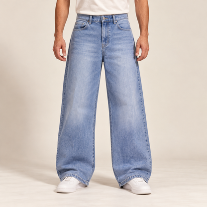 Light Blue Baggy Jeans — model wearing the jeans