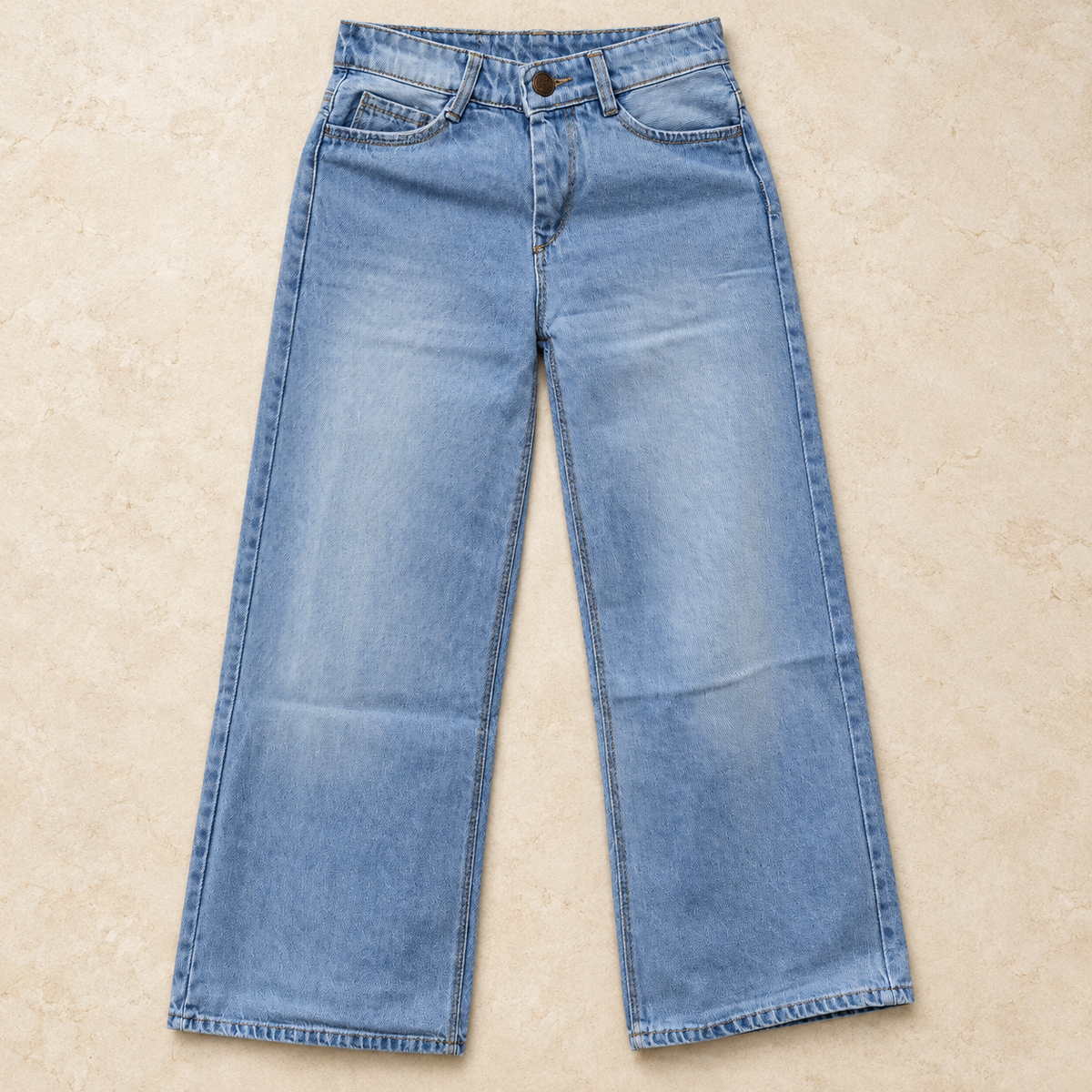 Pale Blue Wide-Leg Jeans — product-only front view
