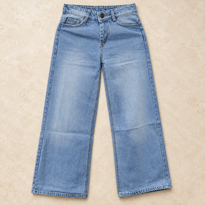 Pale Blue Wide-Leg Jeans — product-only front view