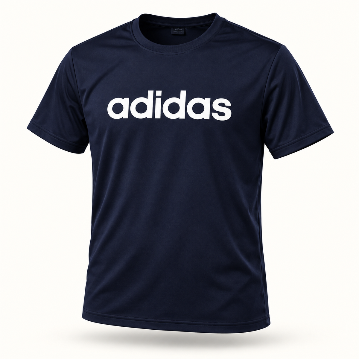 Men's Navy Blue printed short-sleeve round-neck T-shirt — 3D product view