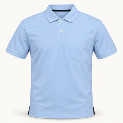 light blue polo T-shirt — 3D product view