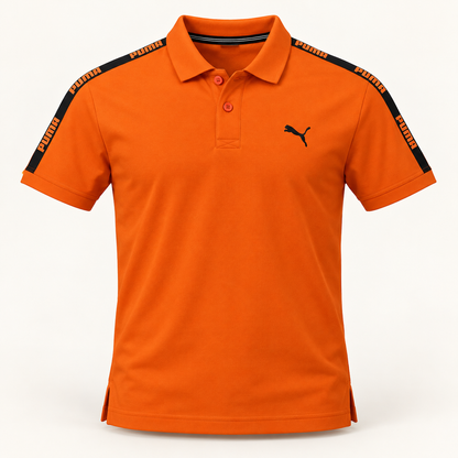 orange polo T-shirt — 3D product view