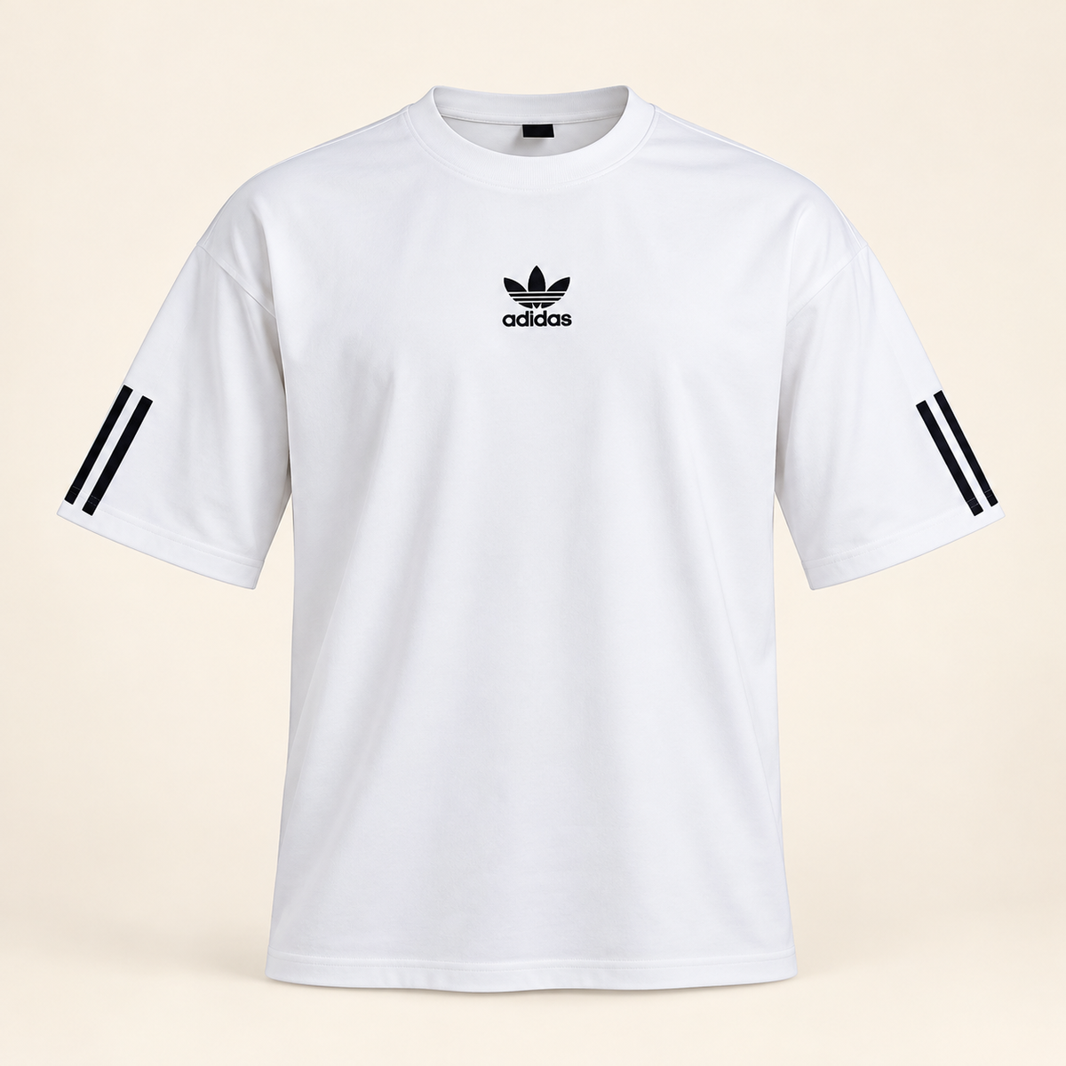 Sleeve Stripe Drop Shoulder T-Shirt - White — product front