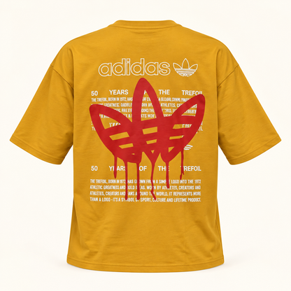 Front and Back Graphic Drop Shoulder T-Shirt - Yellow — product back