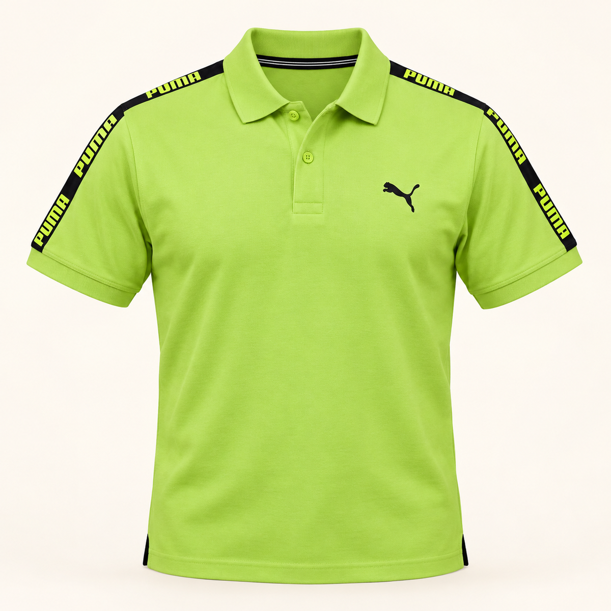 Shoulder Tape Polo T-Shirt - Lime Green — product front