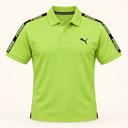 Shoulder Tape Polo T-Shirt - Lime Green — product front