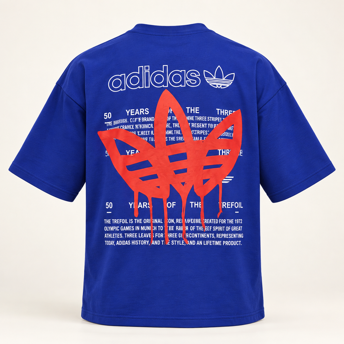 Front and Back Graphic Drop Shoulder T-Shirt - Royal Blue - product back
